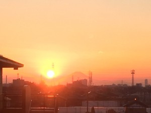 初夕日と富士